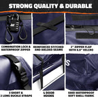 Mockins 30 Cu Ft Navy Car Rooftop Cargo Carrier Bag | 60"x43"x20" Weatherproof 500D Vinyl Car Roof Bag Cargo Carrier for Top of Vehicle | Vehicle Soft-Shell Carriers w/Roof Mat, Lock, Hooks & Straps