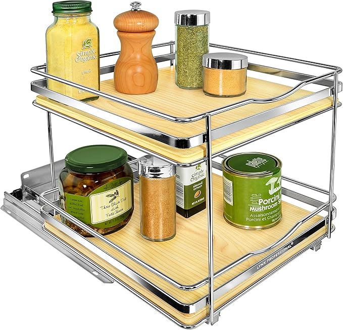 LYNK PROFESSIONAL® Élite™ Pull Out Spice Organization for Cabinets - 10-3/8 inch Wide – Spice Rack for Inside Cabinets – Wood