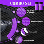 CAR PASS Universal 13PCS 3D Air Mesh-100% Breathable Seat Covers Full Sets, Steering Wheel, Belt Cover Airbag and Rear Split Bench Compatible for 90% Automotive SUV Truck Cute Women Black Purple