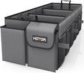 HOTOR Foldable Trunk Organizer - SUV & Sedan Compatible, 3 Compartments, Grey, 31.9x12.6x10.6 Sturdy Car Organization
