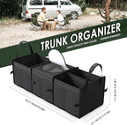 Trunk Organizer, 95L Capacity SUV Trunk Organizer with Cooler, 3 Compartments Heavy Duty Collapsible Car Storage Organizer