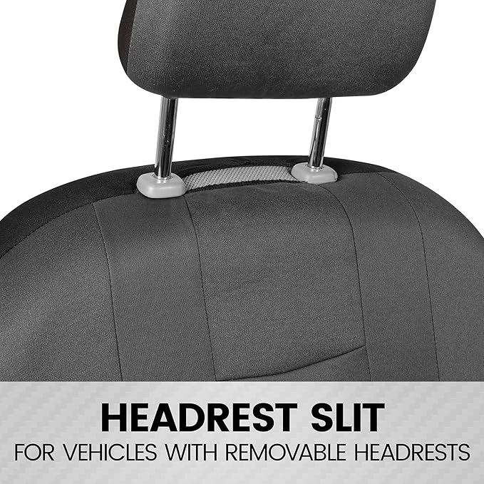 carXS Seat Covers for Cars, Solid Gray Two-Tone Car Seat Covers with Matching Back Seat Cover, Made to Fit Most Auto Truck Va