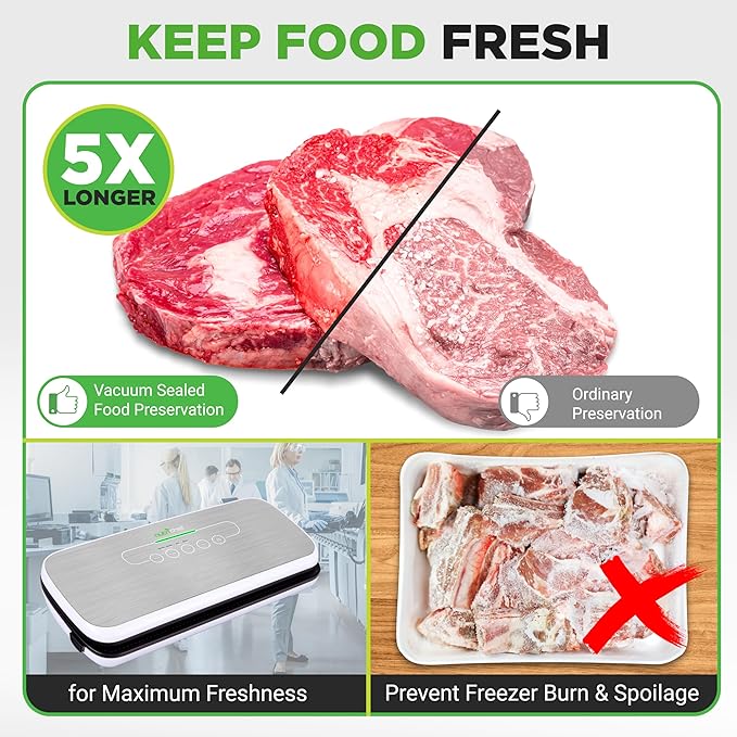 NutriChef Vacuum Sealer Bags 11x50 Rolls 2 pack for Food Saver, Seal a Meal, NutriChef, Weston. Commercial Grade, BPA Free, H