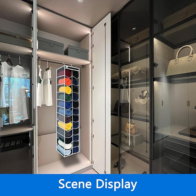 Closet Organization,24 Section, Hanging Closet Organizer, Space saving, College Dorm Essentials for Girls, heavy dutys hooks 