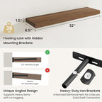 Fun Memories Rustic Wood Floating Shelves for Wall, Space-Saving Wall Mounted Shelves for Bathroom, Bedroom, Living Room and 