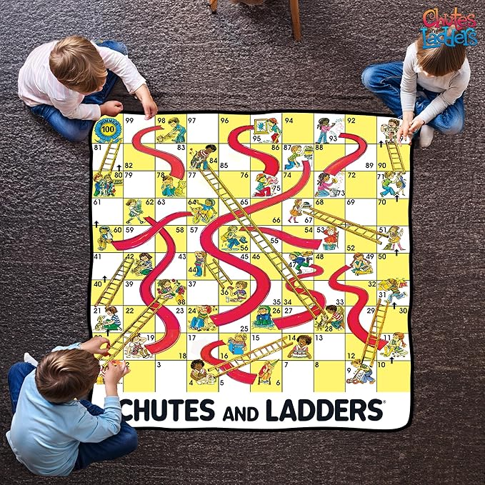 Chutes & Ladders Blanket | Chutes & Ladders Game Board | Giant Chutes and Ladders Throw Blanket Board Game | 60" X 60" | Offi