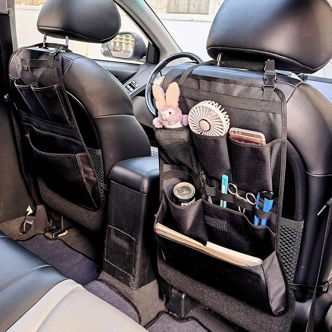 Car Seat Back Organizer, Car Back Seat Storage with Multiple Pockets, Car Seat Hanging Pocket,Front Seat Organizer Headrest Bag Compatible with Car SUVs Pickup and Truck