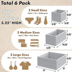 Simple Houseware Underwear Drawer Organizer for Lingerie/Undergarment/Bra/Panty/Sock/Onesie, Set of 6, Gray