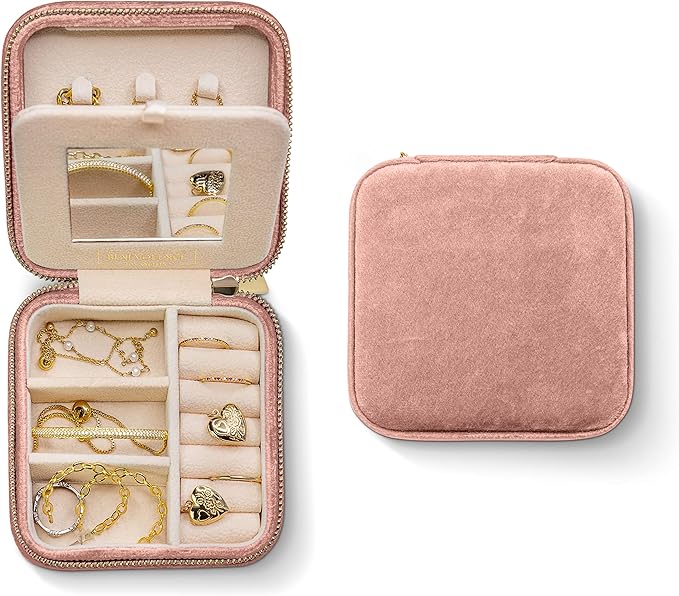 Benevolence LA Plush Velvet Jewelry Box | Travel Jewelry Case Organizer with Mirror | Featured in Oprah's Favorite Things | B