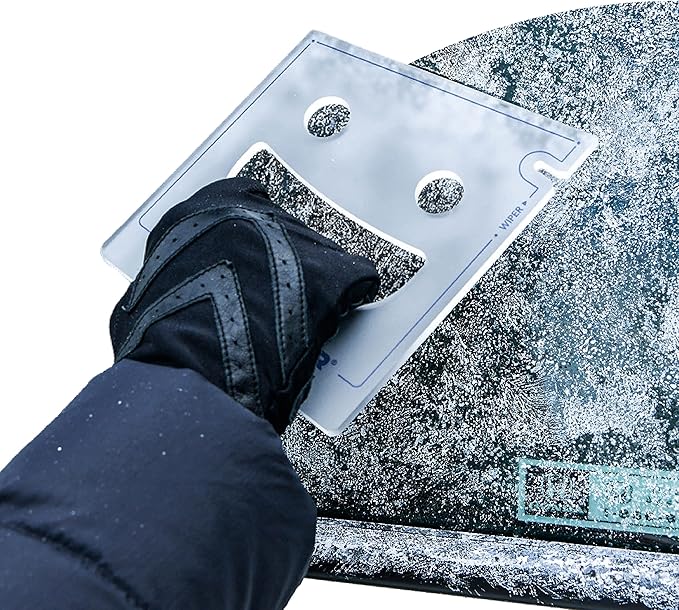 FrostGuard Scrape Buddy Car Ice Scraper Scrape with a Smile - Quickly Remove Frost, Ice and Snow from Your Vehicle Windows and Wiper Blades - Acrylic with Comfort Neoprene Sleeve - Clear Frost