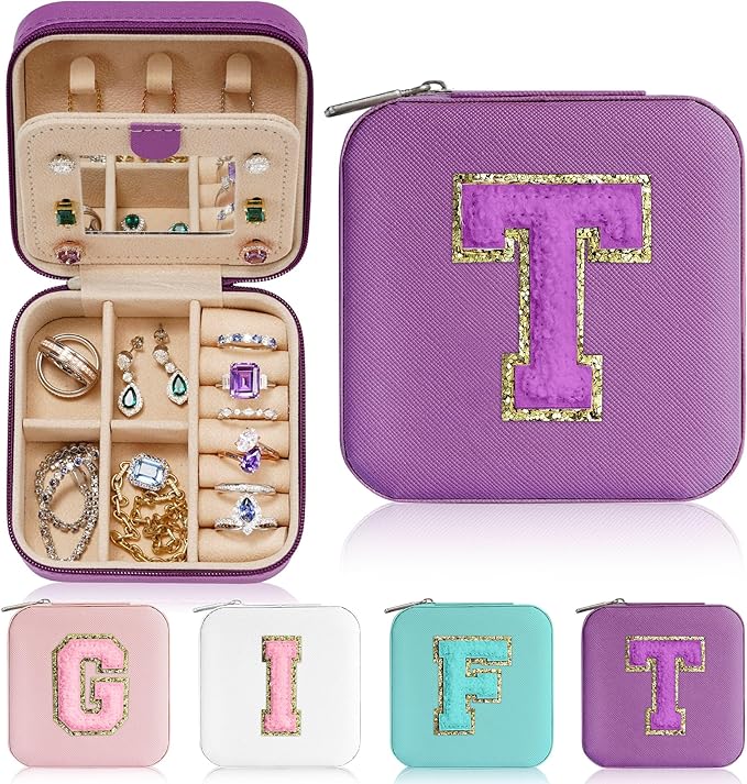 Parima Travel Jewelry Case - Small Purple Jewelry Organizer Box for Women