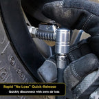 JACO Lightning L2X Quick-Connect Locking Tire Inflator Air Chuck Extension | Patented Lock-on Compressor Hose Attachment | 90 Degree Adapter (Open Flow)