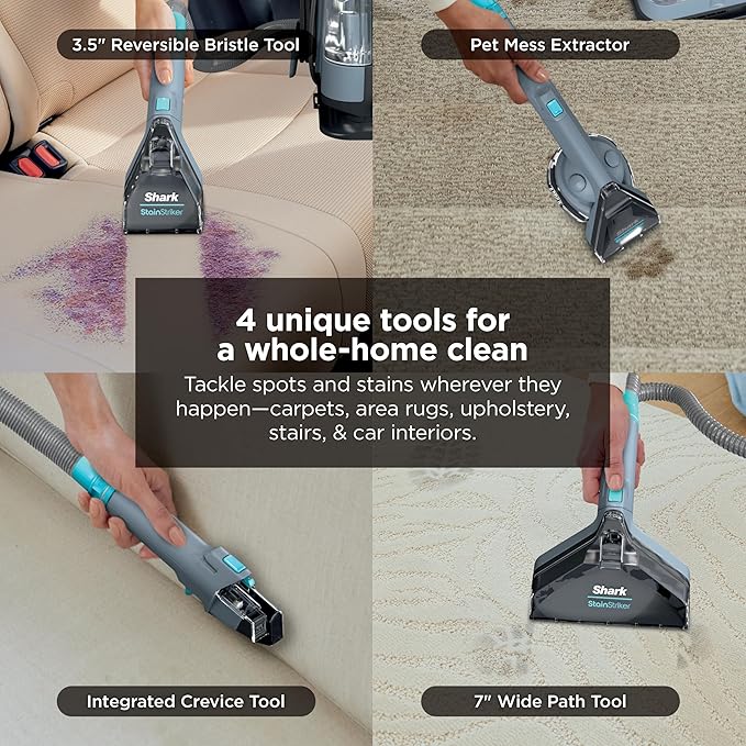 Shark StainStriker Portable Carpet Upholstery & Area Rug Cleaner, Stain & Odor Remover, Perfect for Car Interiors, Nordic Blu