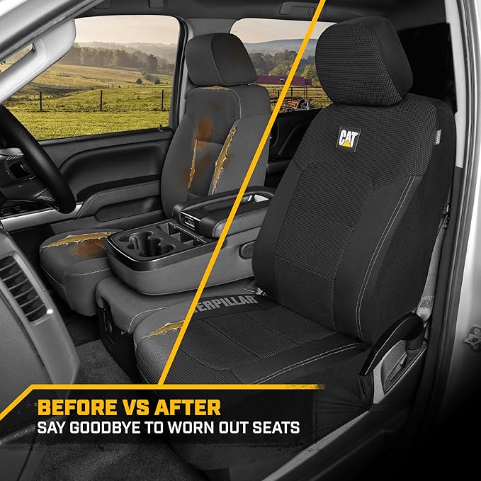 Cat® MeshFlex Automotive Seat Covers for Cars Trucks and SUVs (Set of 2) – Black Car Seat Covers for Front Seats, Truck Seat 