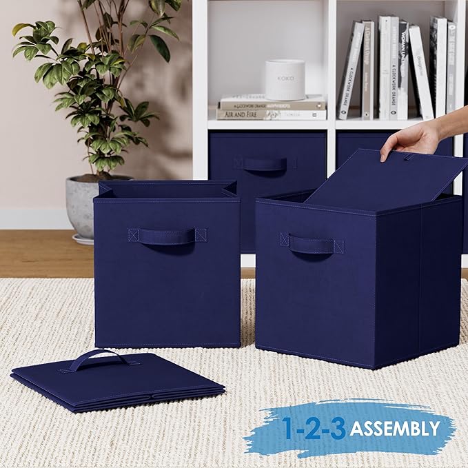 Storage Cubes Pack Of 8 - Standard Size Cube Storage Bin 10.5x10.5x11 With Dual Handles For Easy Carrying- Fabric Storage Bin