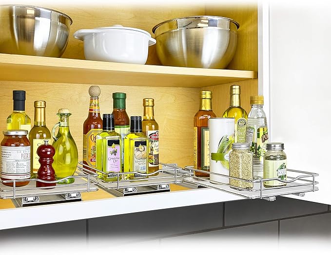LYNK PROFESSIONAL® Pull Out Spice Organization for Cabinets - 8-3/8 inch Wide – Spice Rack for Inside Cabinets, Slide Out Spi