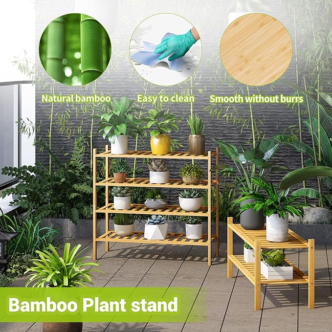 BMOSU 4-Tier Bamboo Shoe Rack Premium Stackable Shoe Shelf Storage Organizer for Hallway Closet Living Room Entryway Organize