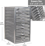 Mind Reader 10-Drawer Desk Organizer for Office Supplies, Crafts, Mail Sorting & More, Metal Mesh, 10.75"L x 14"W x 21.25"H, 