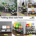 BMOSU 2-Tier Bamboo Shoe Rack Premium Stackable Shoe Shelf Storage Organizer for Hallway Closet Living Room Entryway Organize