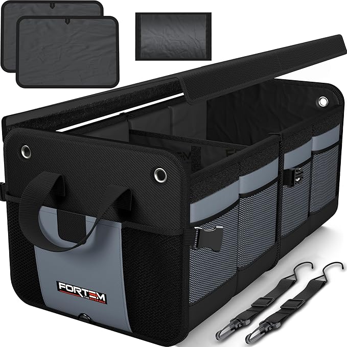 FORTEM Trunk Organizer For SUV Car Organizer and Storage, Multi-Compartment Storage Bag Car Accessories for Women Men, Perfect