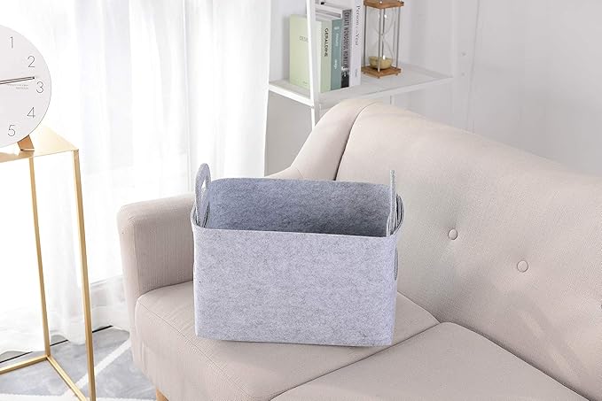 Storage Basket Felt Storage Bin Collapsible& Convenient Box Organizer with Carry Handles for Office Bedroom Closet Babies Nur