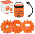 LED Road Flares Roadside Emergency car kit Emergency Road Flares Kit with Magnetic Base for Vehicles & Boat | 9 Flash Modes(w
