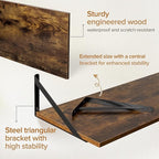 Deep Floating Shelves Wall Mounted, 55"x12" Brown Wood Shelves with Brackets Set of 2 for Bedroom, Living Room, Bathroom, Kit
