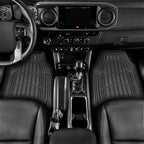 CAT PU Leather Seat Covers for Cars – (2) Front Seat Covers with (4) All-Weather Heavy-Duty Floor Mats for Trucks, Cars, & SU