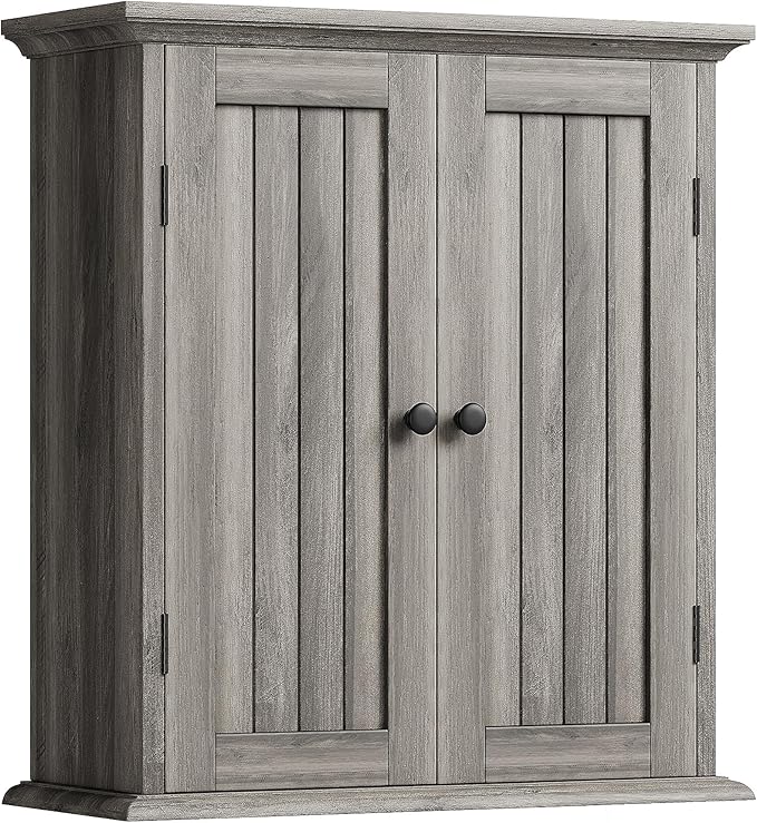 ChooChoo Bathroom Wall Cabinet, Over The Toilet Space Saver Storage Cabinet, Farmhouse Medicine Cabinet with 2 Doors and Adju