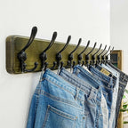 Dseap Coat Rack Wall - Heavy-Duty 38-1/4" Long, with Reinforced 10 Custom Tri-Hooks, Solid Wood Wall Hanger for Coats Hat Jac