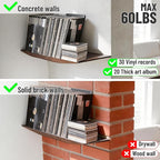 Floating Shelves for Concrete Wall: Solid Wood Shelf 15.75 and 23.6 inch with Heavy Duty Hidden Bracket for Display Books Pla