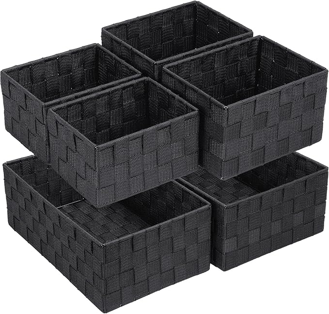 Posprica Woven Storage Baskets for Organizing 6 Pack, Large&Small Storage Cube Bins Set for Bathroom, Storage Boxes Container
