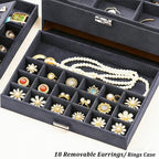 QBestry 3-Layer Jewelry Box for Women with Lock and Key & Drawer, Large Jewelry Organizer with 8 Necklace Hooks & 56 Earring 