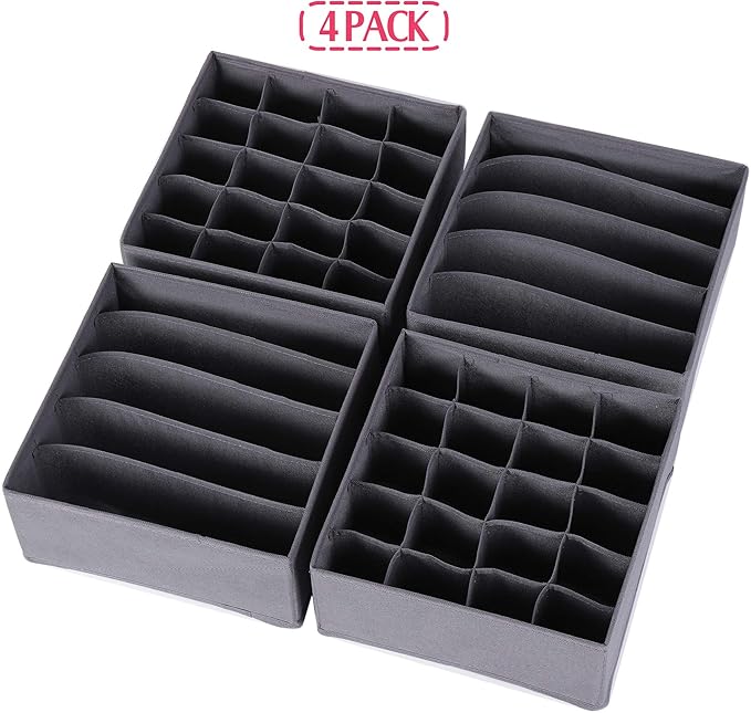 DIOMMELL 4 Pack Foldable Cloth Storage Box Closet Dresser Drawer Organizer Fabric Baskets Bins Containers Divider for Clothes
