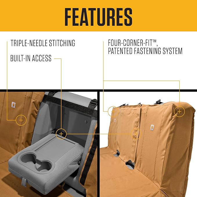 Carhartt Universal Nylon Duck Canvas Automotive Bench Seat Covers, Durable Fitted Full-Size Bench Seat Protection with Rain D
