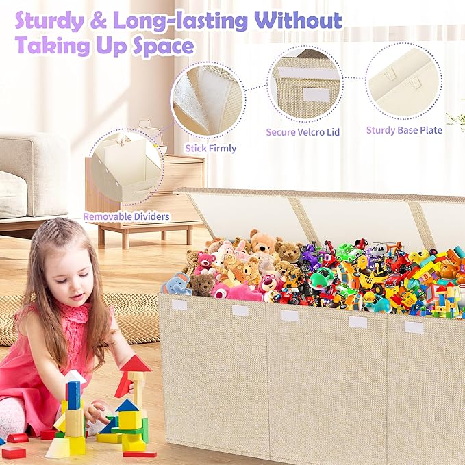 Mabahoo Extra Large Toy Box, Collapsible Sturdy Kids Toy Chest for Boys, Girls, 40"x14"x16" Storage Organizer Toddler Storage