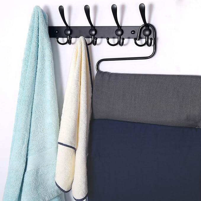 Dseap Coat Rack Wall Mounted - 5 Tri Hooks, Heavy Duty, Stainless Steel, Metal Coat Hook Rail for Coat Hat Towel Purse Robes 