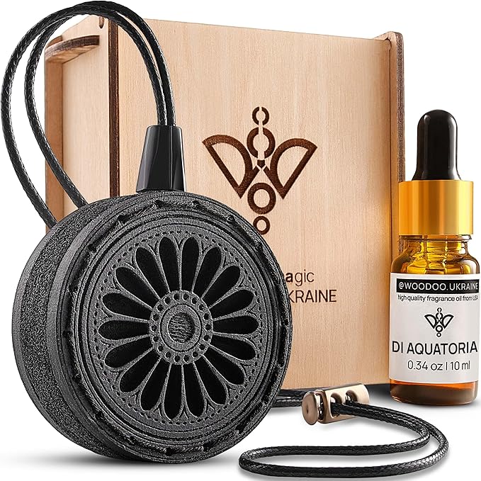 Handmade Wood Car Air Freshener — Best Wheels Designed Refillable Essential Oil Diffuser — Long Lasting diAquatoria Fragrance