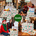 VENO 2 Pack Insulated Cooler Bag for Food Delivery, Reusable Grocery Shopping Bag, Heavy Duty, Large Size, Durable Handles, Double Zippers, Lid, Collapsible (Jingle Mix, 2 Pack)