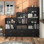 Homes: Inside + Out Apexa 3-Tier Cube Storage Organizer Shelves, Stackable Wood Bookcase Fits Cubby Bins for Organization, Do