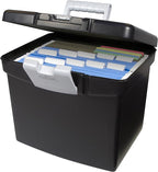 Storex 61504B02C Portable File Box with XL Lid, 11 x 13-1/2 x 11 Inches, Black