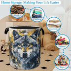 Graffiti Wolf Laundry Basket Collapsible Laundry Hamper, Oxford Cloth Storage Bin for Room/Bathroom/Bedroom/Dormitories 16" X