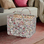 Quilted Laundry Basket with Handles - Multi-Purpose Fabric Storage Basket，Boho Fabric Storage Baskets with Handles for Car, H