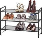 Simple Houseware 3-Tier Stackable Mesh Shoe Rack, Black