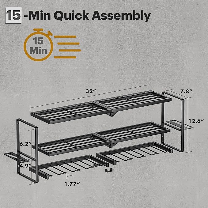 Spampur Power Tool Organizer Wall Mount, 15 Min Assembly & Maximum 100lb load by Heavy Duty Metal, 8 Drill Holder, 3 Layers G
