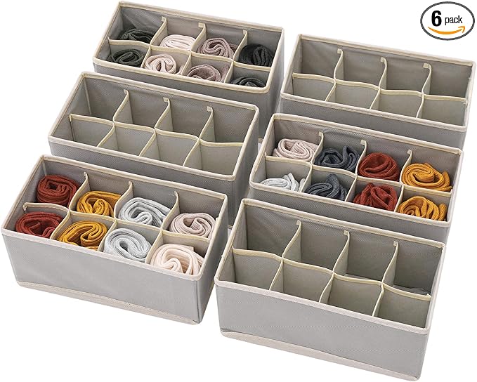 DIOMMELL Set of 6 Foldable Cloth Storage Box Closet Dresser Drawer Organizer Fabric Baskets Bins Containers Divider for Cloth