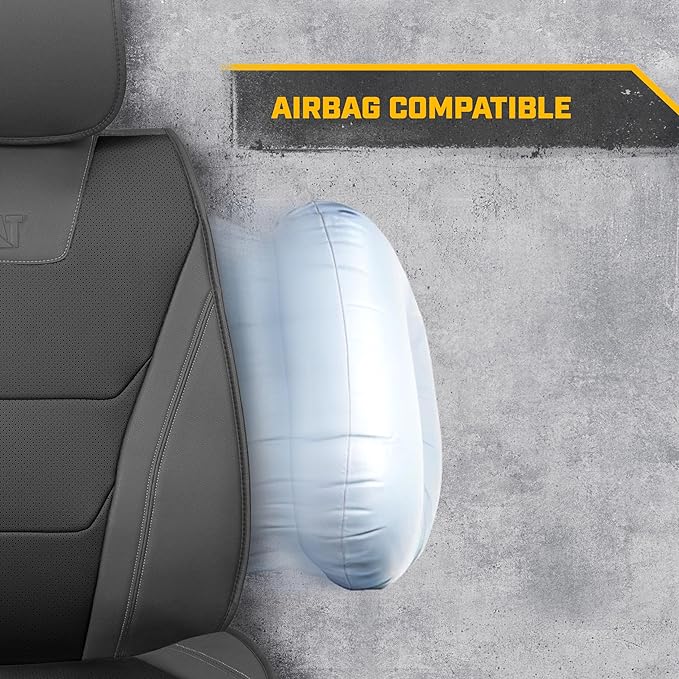 Cat® Edge Deluxe Car Seat Covers for Front Seats - Premium Two-Tone Faux Leather Seat Covers for Cars with Universal Fit, Rug