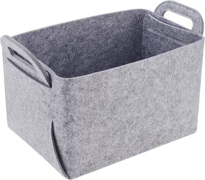Minoisome Storage Basket Felt Storage Bin Collapsible& Convenient Box Organizer with Carry Handles for Office Bedroom Closet 
