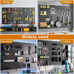 Peg Board, Heavy Duty Metal Pegboard, 6 Pack Black Peg Board Panels, 60lbs Load Capacity Each, Pegboard Wall Organizer for Ga