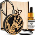 Handmade Wood Car Air Freshener — Father’s Hands Designed Refillable Essential Oil Diffuser — Long Lasting Coffee Beans Fragr